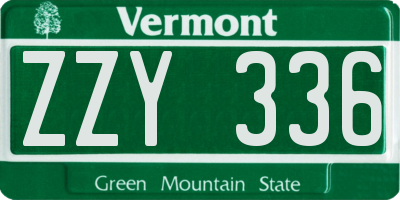 VT license plate ZZY336