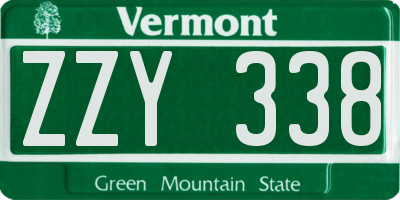 VT license plate ZZY338