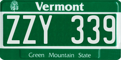 VT license plate ZZY339