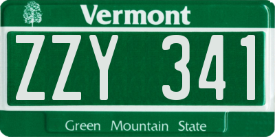 VT license plate ZZY341