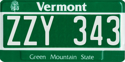 VT license plate ZZY343
