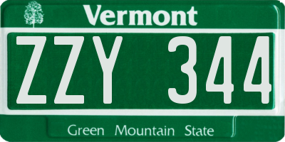 VT license plate ZZY344