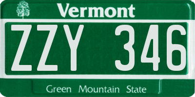 VT license plate ZZY346