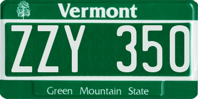 VT license plate ZZY350