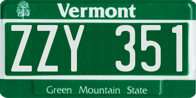 VT license plate ZZY351