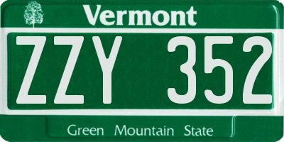 VT license plate ZZY352