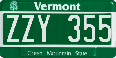 VT license plate ZZY355