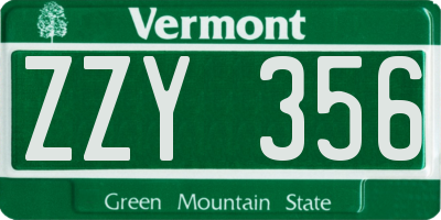 VT license plate ZZY356