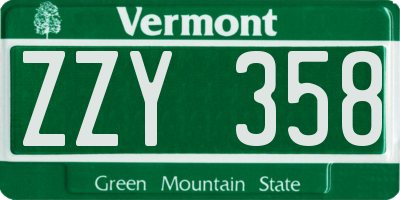 VT license plate ZZY358