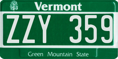 VT license plate ZZY359