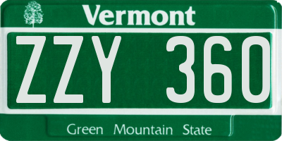 VT license plate ZZY360