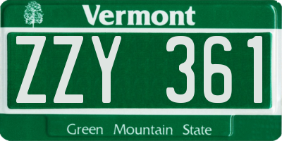 VT license plate ZZY361