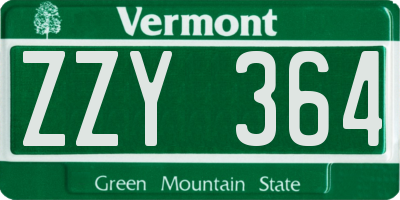 VT license plate ZZY364