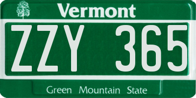 VT license plate ZZY365