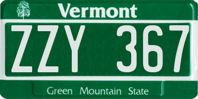 VT license plate ZZY367