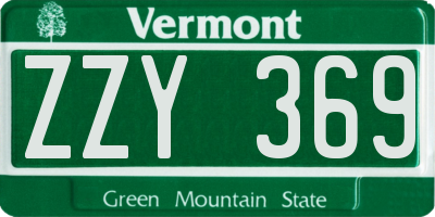 VT license plate ZZY369
