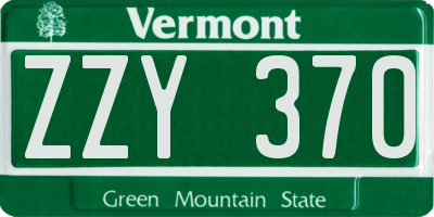 VT license plate ZZY370