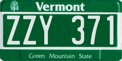 VT license plate ZZY371