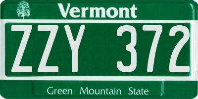 VT license plate ZZY372