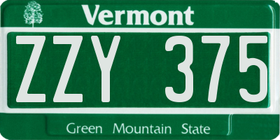 VT license plate ZZY375