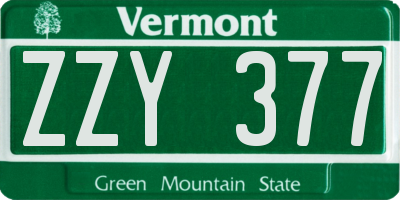 VT license plate ZZY377