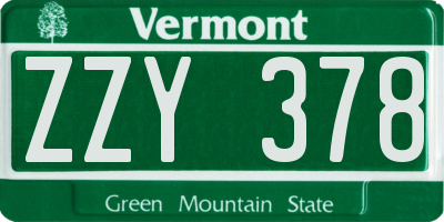 VT license plate ZZY378