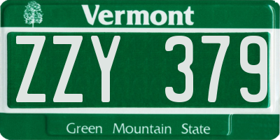 VT license plate ZZY379