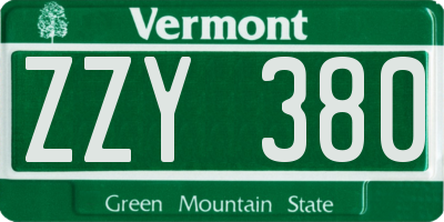 VT license plate ZZY380