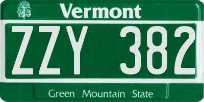 VT license plate ZZY382