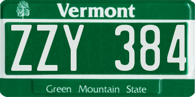 VT license plate ZZY384
