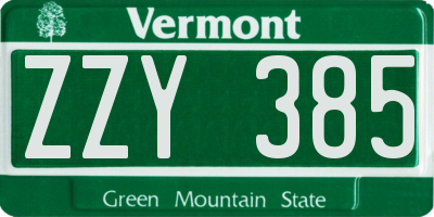 VT license plate ZZY385