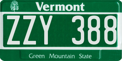 VT license plate ZZY388