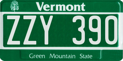 VT license plate ZZY390