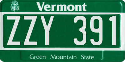 VT license plate ZZY391