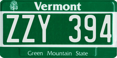 VT license plate ZZY394
