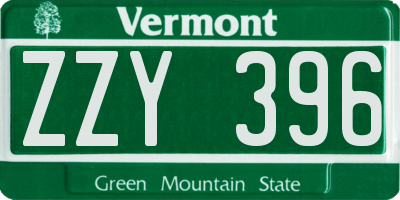 VT license plate ZZY396