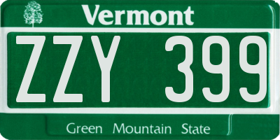 VT license plate ZZY399