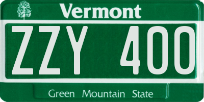 VT license plate ZZY400