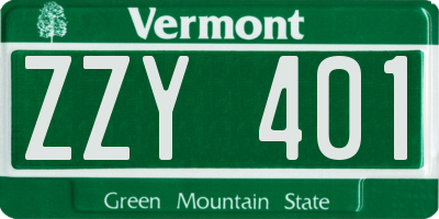 VT license plate ZZY401