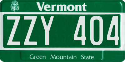 VT license plate ZZY404
