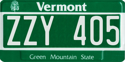 VT license plate ZZY405