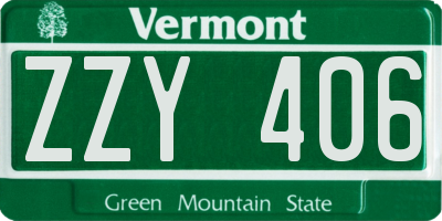VT license plate ZZY406
