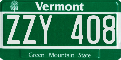 VT license plate ZZY408