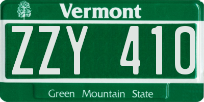 VT license plate ZZY410