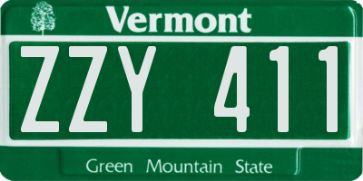VT license plate ZZY411