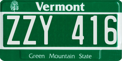VT license plate ZZY416