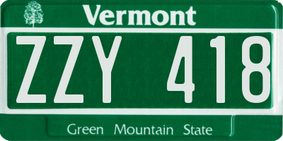 VT license plate ZZY418