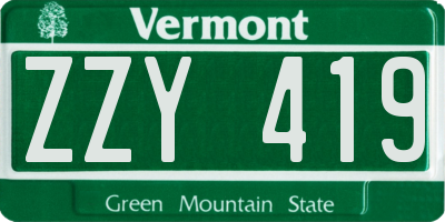 VT license plate ZZY419