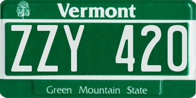 VT license plate ZZY420