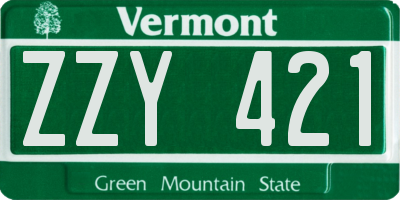 VT license plate ZZY421